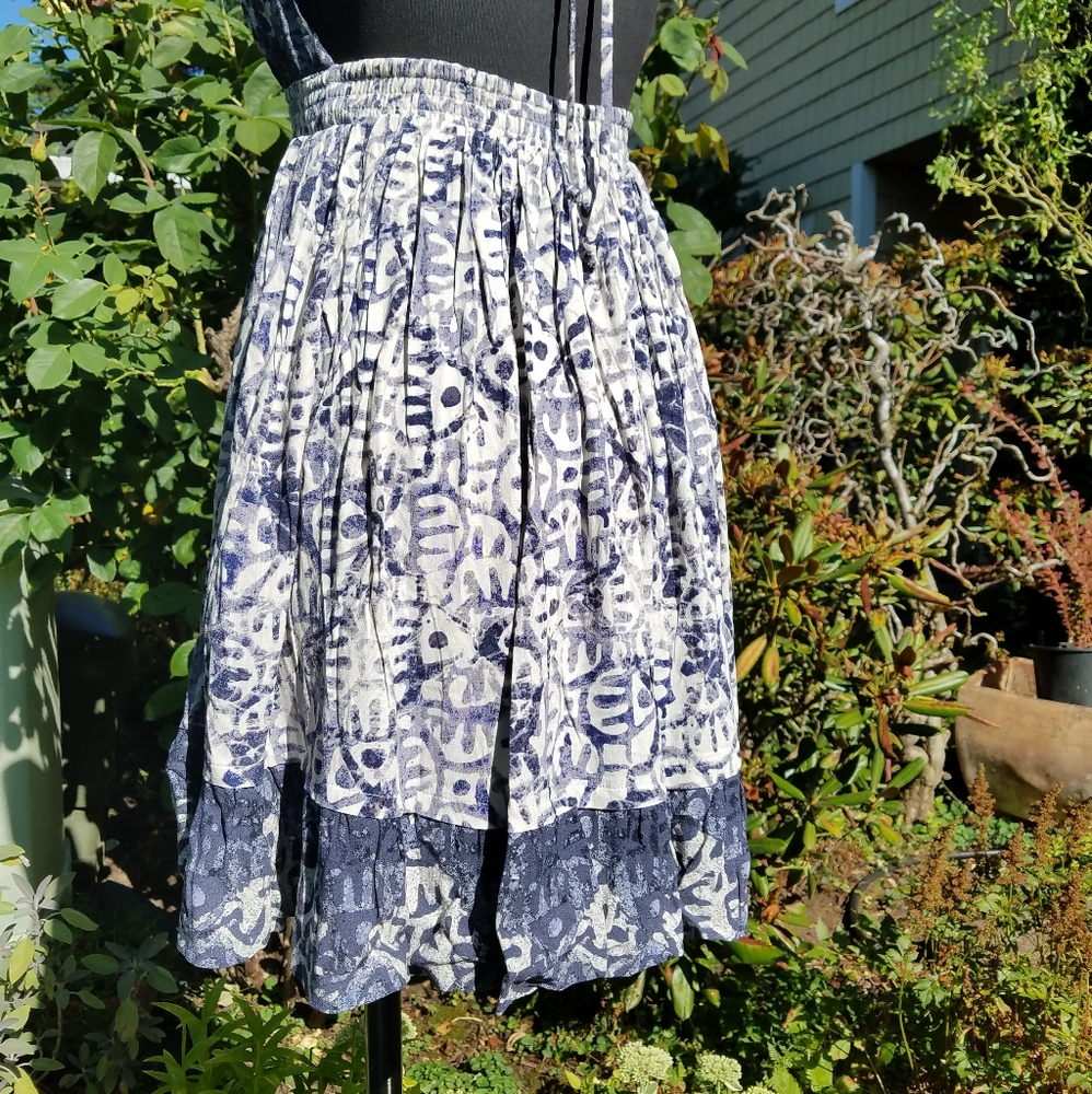 Free People Beach Day Mini Dress Halter Neck Blue Tribal Print Sz Sm Md & Lg NWT - Picture 14 of 16